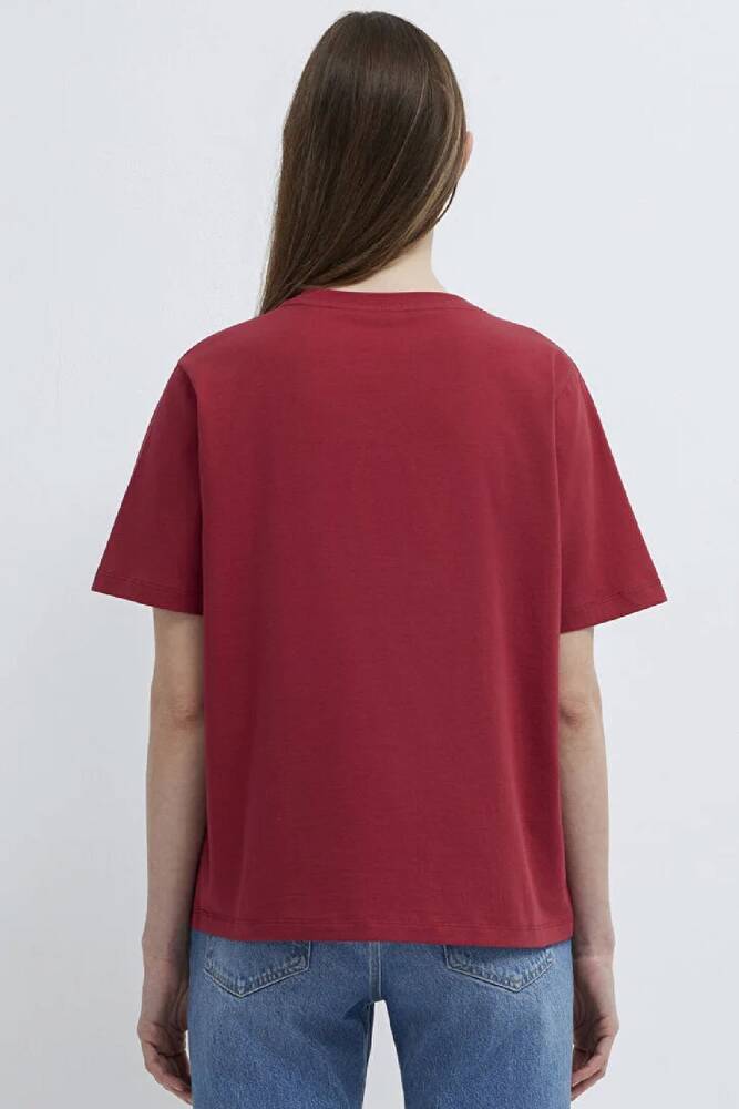 Kadın Kedi Baskılı Tişört 1613875-70391 Kırmızı 