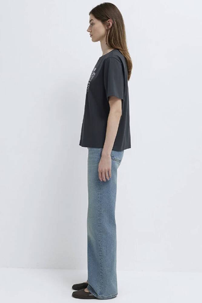 Kadın Kedi Baskılı Tişört 1613876-83620 Gri 