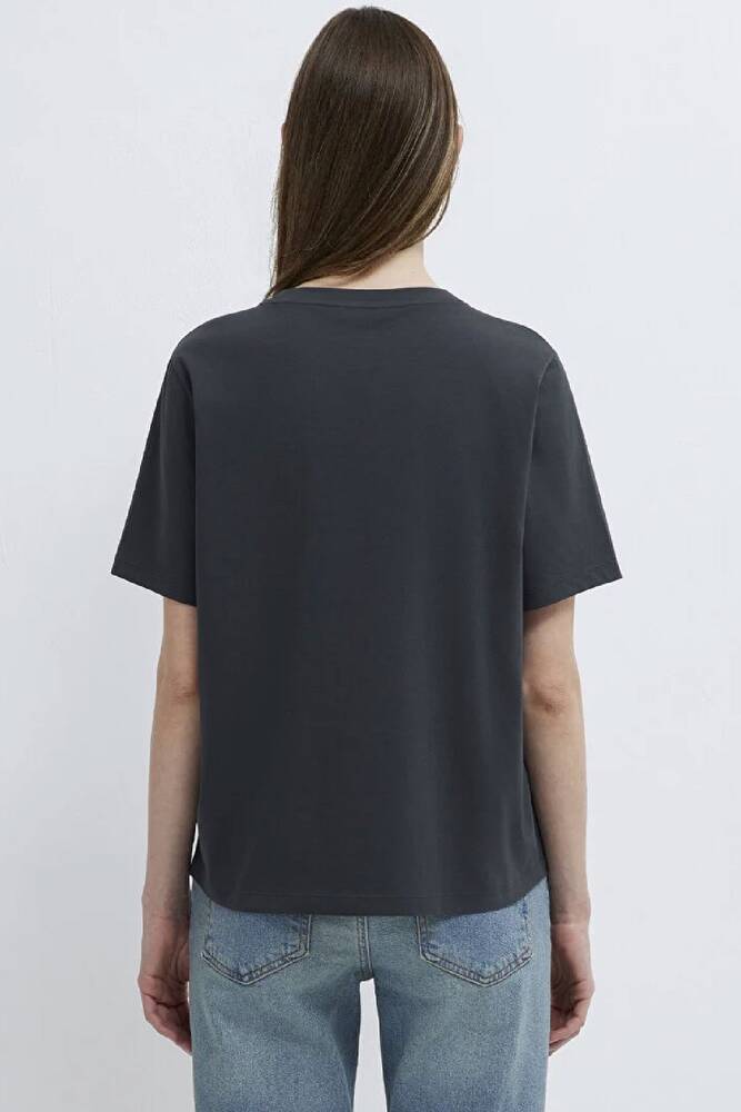 Kadın Kedi Baskılı Tişört 1613876-83620 Gri 