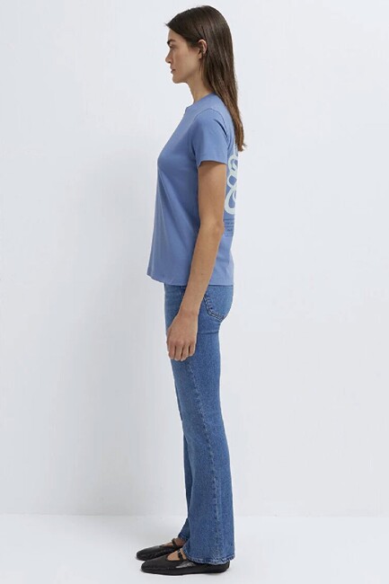 Kadın Kelebek Basklı Tişört 1613870-70728 Mavi - Thumbnail