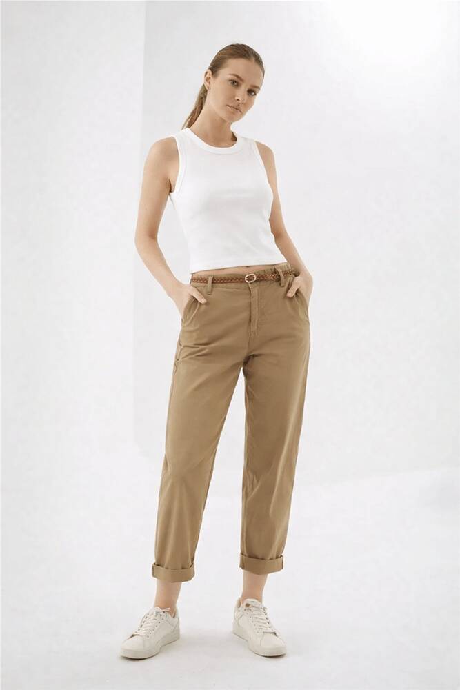 Kadın Kemerli Pantolon 26Y0107K1 Camel 