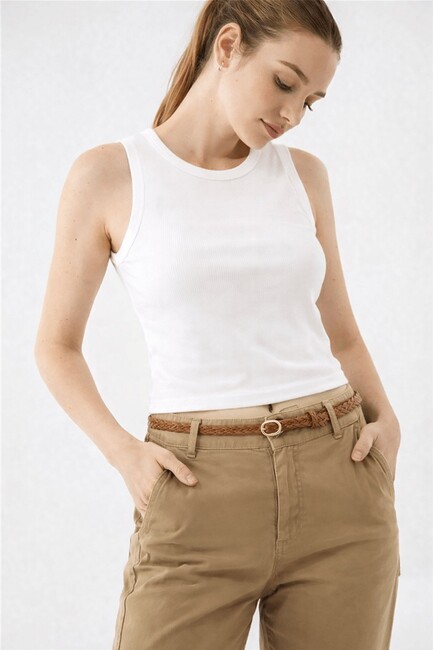 Kadın Kemerli Pantolon 26Y0107K1 Camel (2)