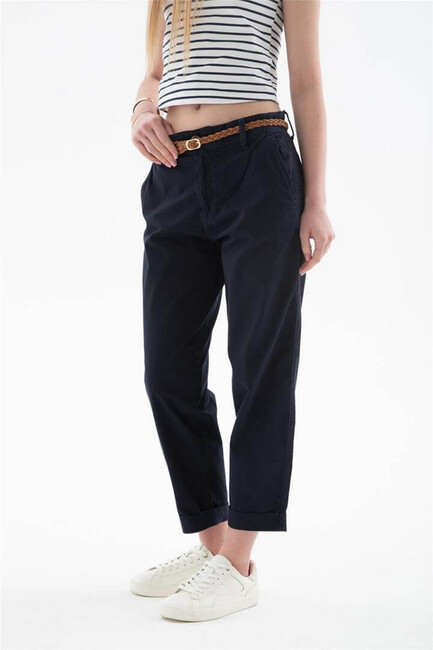 Kadın Kemerli Pantolon 26Y0107K1 Lacivert (2)