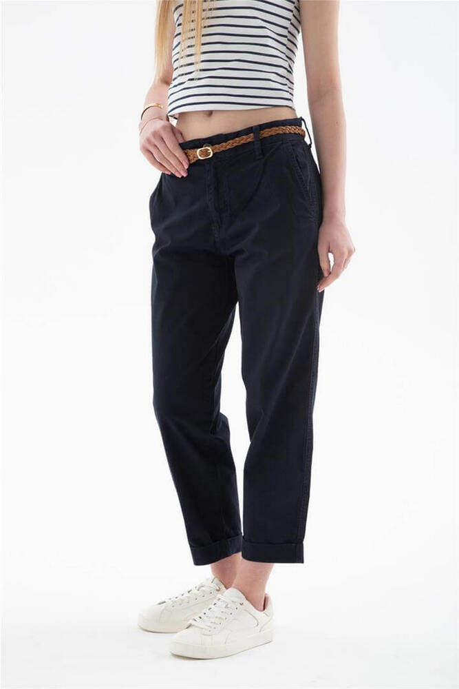 Kadın Kemerli Pantolon 26Y0107K1 Lacivert 