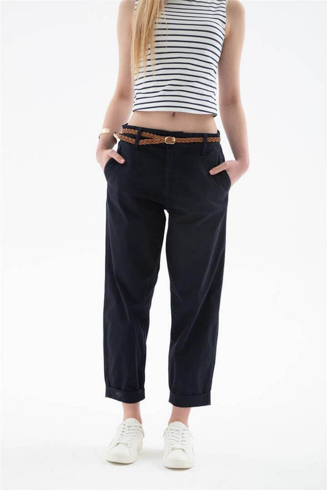 Kadın Kemerli Pantolon 26Y0107K1 Lacivert 