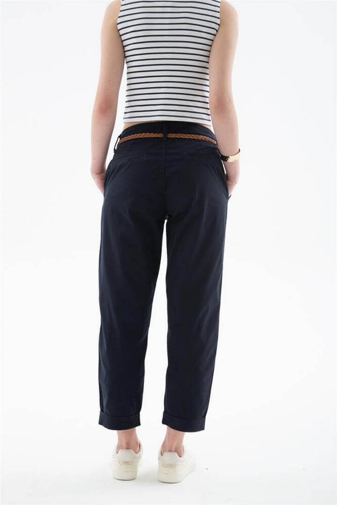 Kadın Kemerli Pantolon 26Y0107K1 Lacivert 