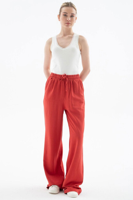 Kadın Keten Pantolon 25Y0608K1 Turuncu (2)