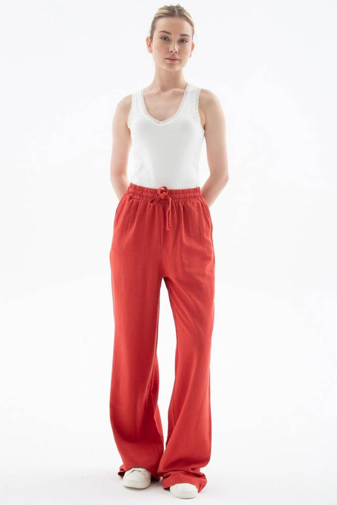 Kadın Keten Pantolon 25Y0608K1 Turuncu 