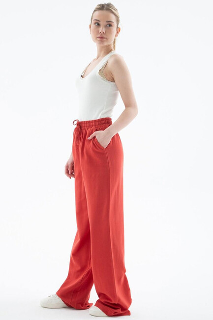Kadın Keten Pantolon 25Y0608K1 Turuncu (3)