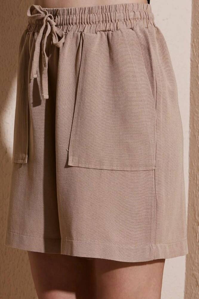 Kadın Keten Şort 25Y0606K1 Bej 