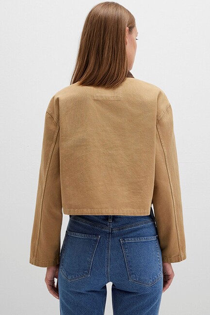 Kadın Kısa Ceket 1110739-81388 Bej - Thumbnail