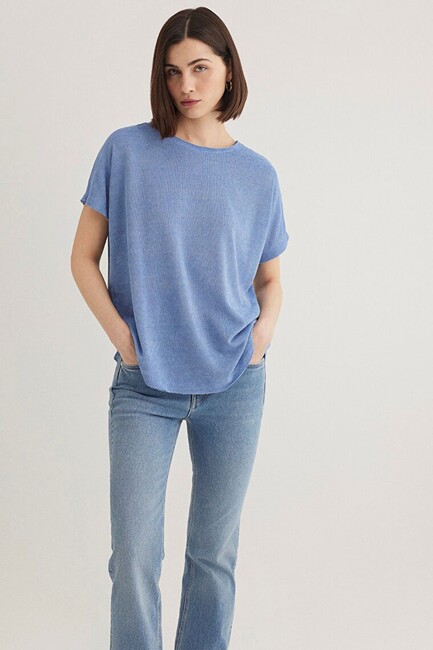 Kadın Kısa Kol Penye 167311-70853 Mavi (1)