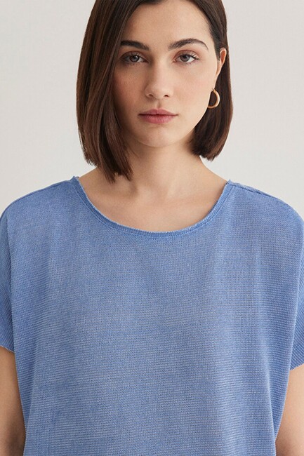 Kadın Kısa Kol Penye 167311-70853 Mavi - Thumbnail