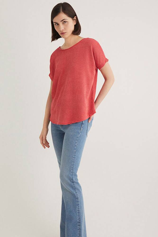 Kadın Kısa Kol Penye 167311-71102 Kırmızı 