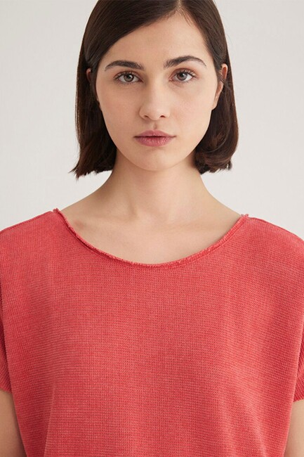 Kadın Kısa Kol Penye 167311-71102 Kırmızı - Thumbnail