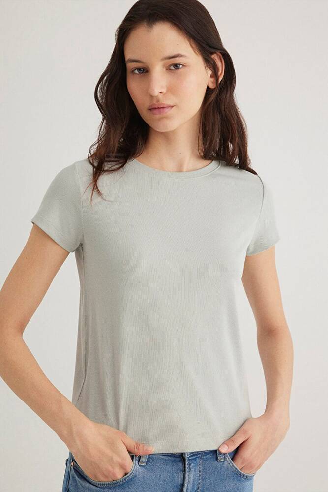 Kadın Kısa Kollu Basic Penye 1612904-70084 Yeşil 