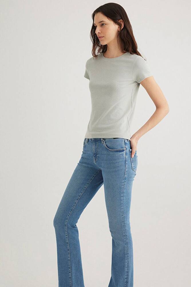 Kadın Kısa Kollu Basic Penye 1612904-70084 Yeşil 