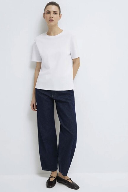 Kadın Kısa Kollu Basic Penye 1612916-620 Beyaz (2)