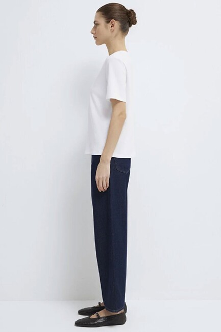 Kadın Kısa Kollu Basic Penye 1612916-620 Beyaz - Thumbnail