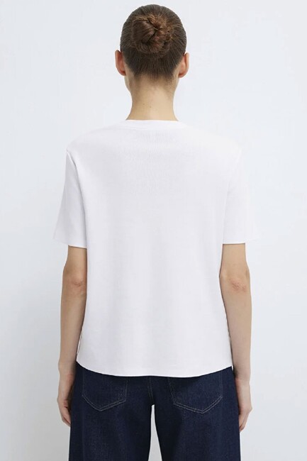 Kadın Kısa Kollu Basic Penye 1612916-620 Beyaz - Thumbnail