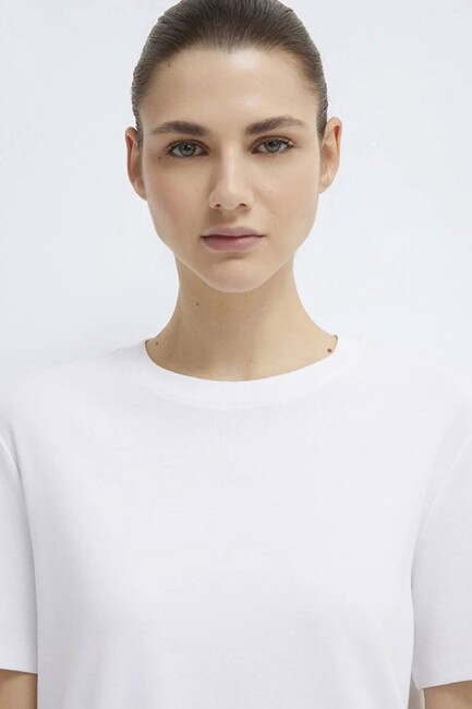 Kadın Kısa Kollu Basic Penye 1612916-620 Beyaz - Thumbnail