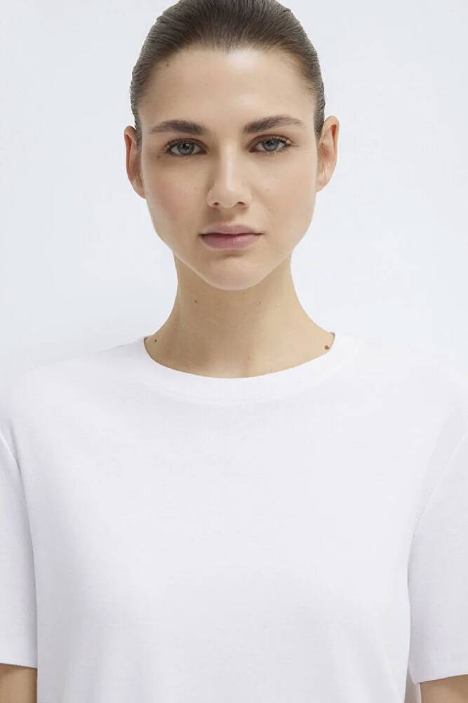 Kadın Kısa Kollu Basic Penye 1612916-620 Beyaz 