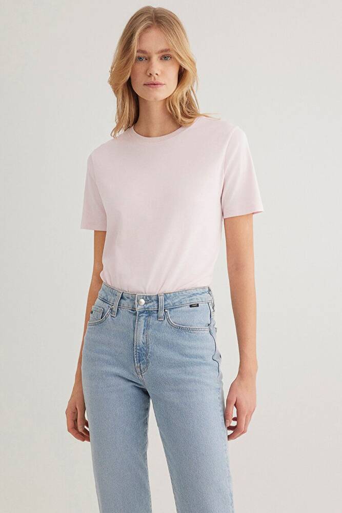 Kadın Kısa Kollu Basic Penye 1612916-89200 Pembe 