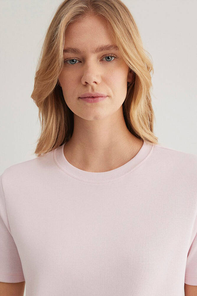 Kadın Kısa Kollu Basic Penye 1612916-89200 Pembe 