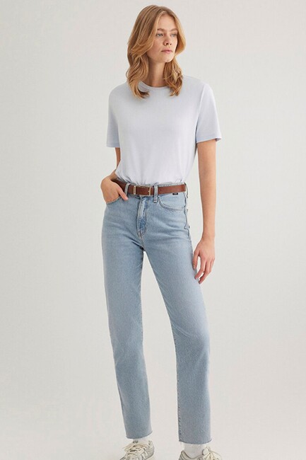 Kadın Kısa Kollu Basic Penye 1612916-89201 Mavi (3)