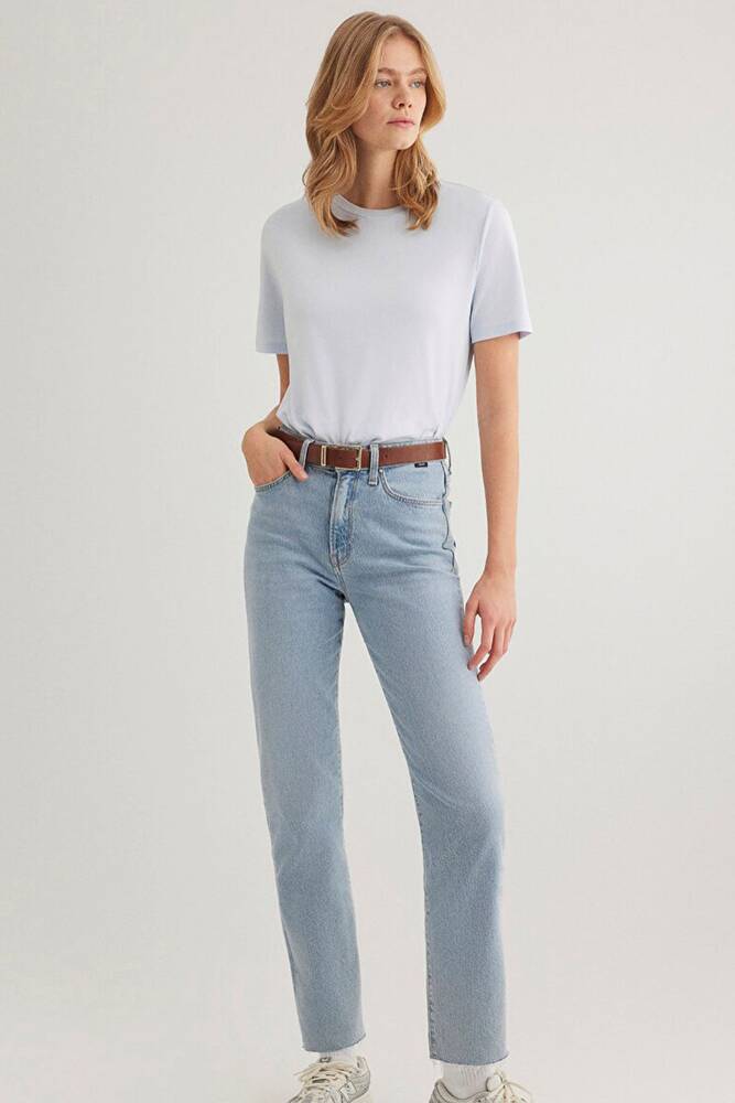 Kadın Kısa Kollu Basic Penye 1612916-89201 Mavi 