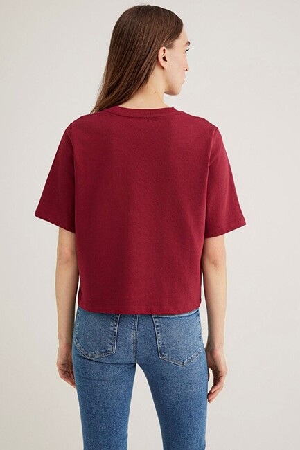 Kadın Kısa Kollu Basic Tişört 1613077-70430 Bordo - Thumbnail