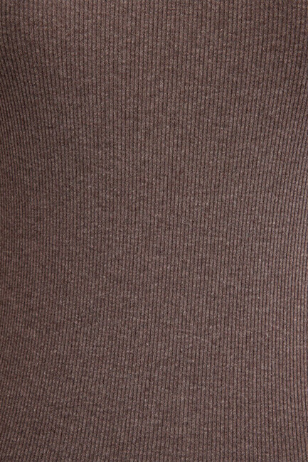 Kadın Kısa Kollu Basic Tişört 1613081-88533 Kahve - Thumbnail