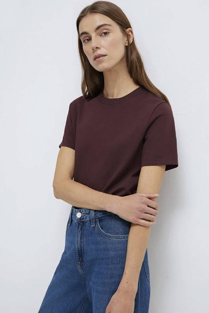 Kadın Kısa Kollu Basic Tişört 1613788-70223 Bordo 