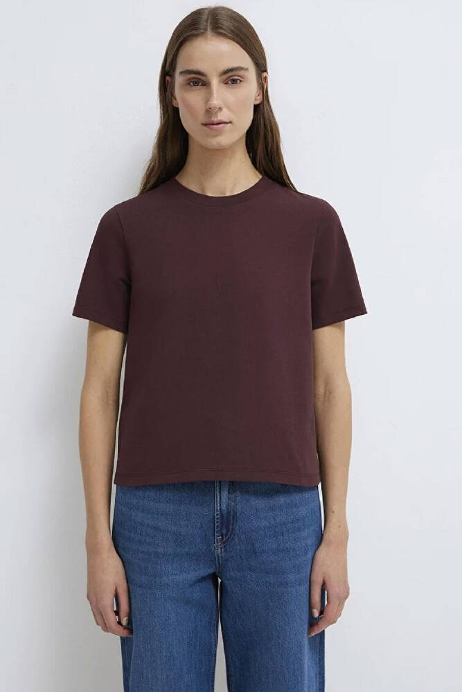 Kadın Kısa Kollu Basic Tişört 1613788-70223 Bordo 