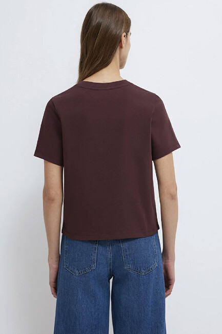 Kadın Kısa Kollu Basic Tişört 1613788-70223 Bordo - Thumbnail