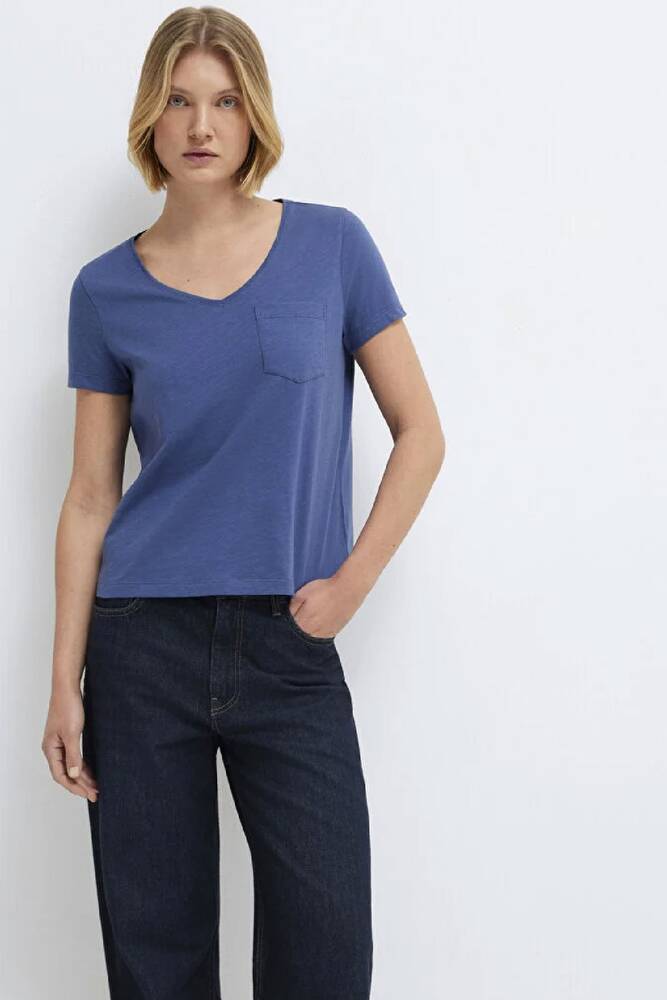 Kadın Kısa Kollu Basic Tişört 1614178-70757 Mavi 
