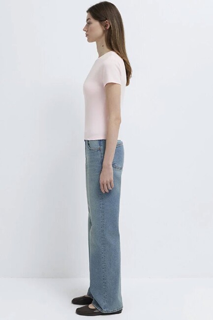 Kadın Kısa Kollu Basic Tişört 1614180-89200 Pembe - Thumbnail