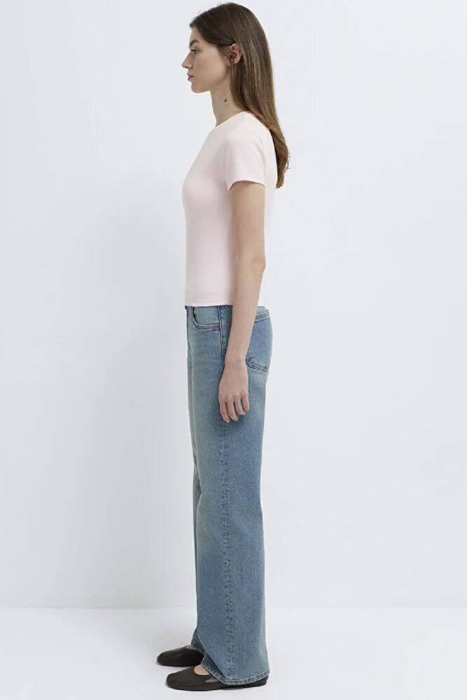 Kadın Kısa Kollu Basic Tişört 1614180-89200 Pembe 