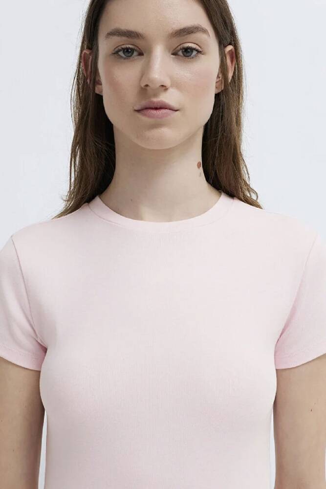 Kadın Kısa Kollu Basic Tişört 1614180-89200 Pembe 
