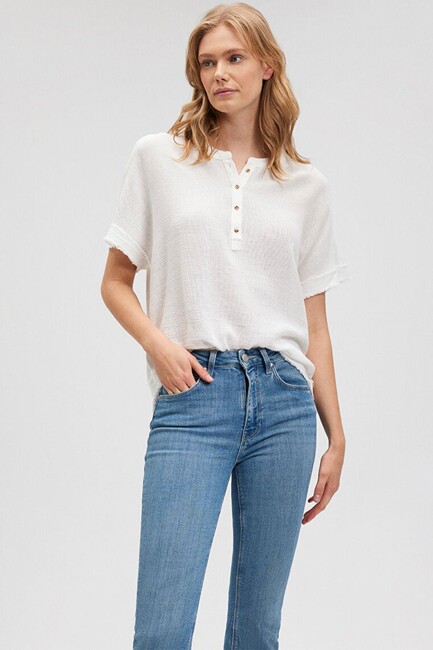 Kadın Kısa Kollu Bluz 1210489-70057 Beyaz (2)
