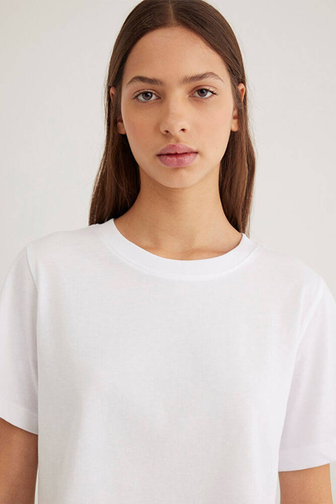 Kadın Kısa Kollu Crop Tişört 1613072-620 Beyaz 