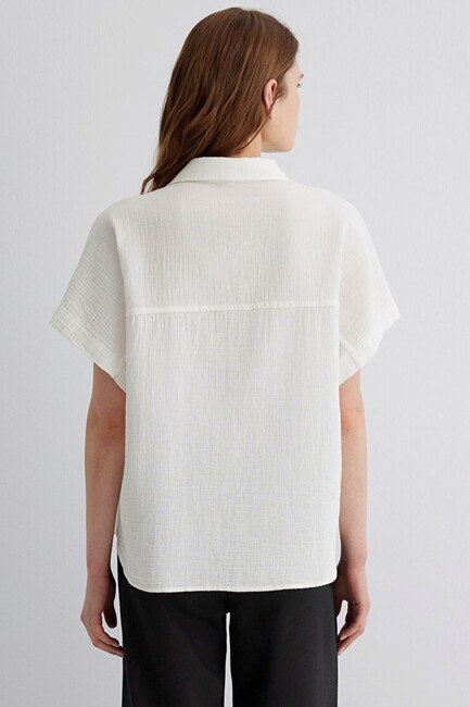 Kadın Kısa Kollu Gömlek 1210758-70057 Beyaz - Thumbnail