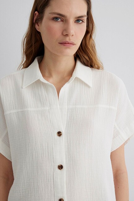 Kadın Kısa Kollu Gömlek 1210758-70057 Beyaz - Thumbnail