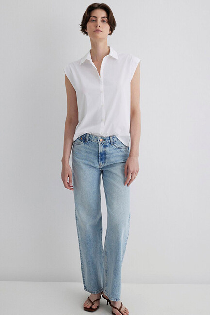 Kadın Kısa Kollu Gömlek 1211092-620 Beyaz (2)