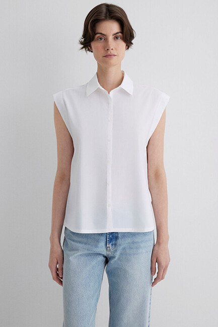 Kadın Kısa Kollu Gömlek 1211092-620 Beyaz (3)