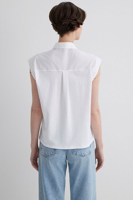 Kadın Kısa Kollu Gömlek 1211092-620 Beyaz - Thumbnail