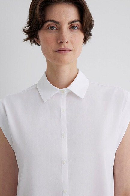 Kadın Kısa Kollu Gömlek 1211092-620 Beyaz - Thumbnail