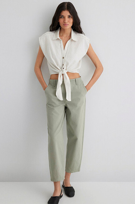 Kadın Kısa Kollu Gömlek 1211094-71609 Bej (3)