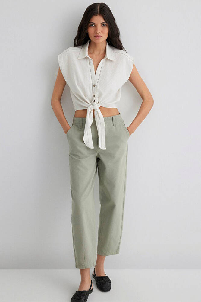 Kadın Kısa Kollu Gömlek 1211094-71609 Bej 