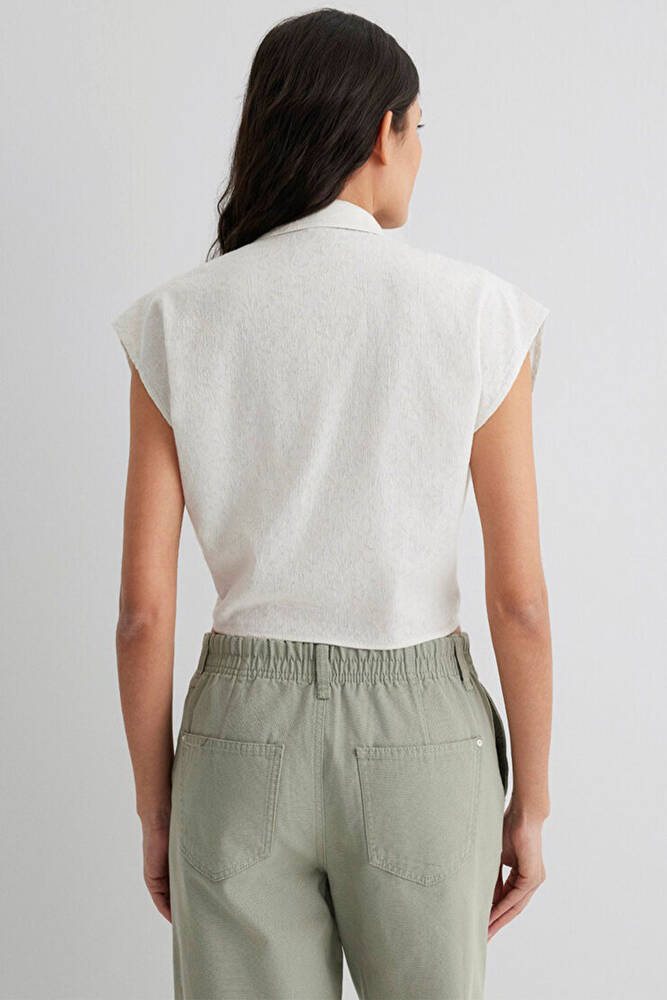 Kadın Kısa Kollu Gömlek 1211094-71609 Bej 